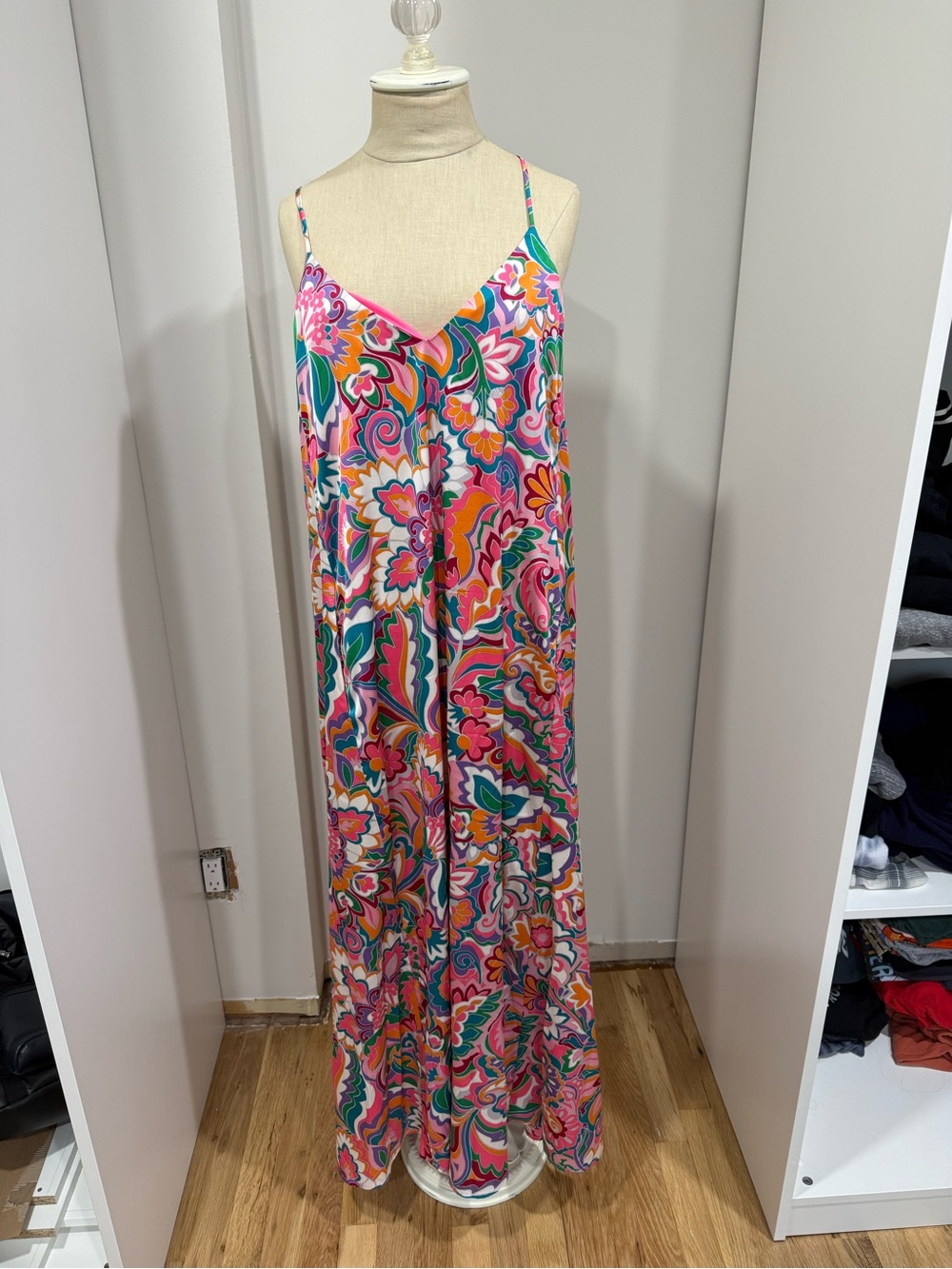 Nicole Miller Pink Multi Floral Slip Maxi Dress